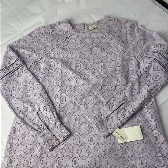 hinge Tops - Hinge Lilac Lace Long Sleeve Blouse